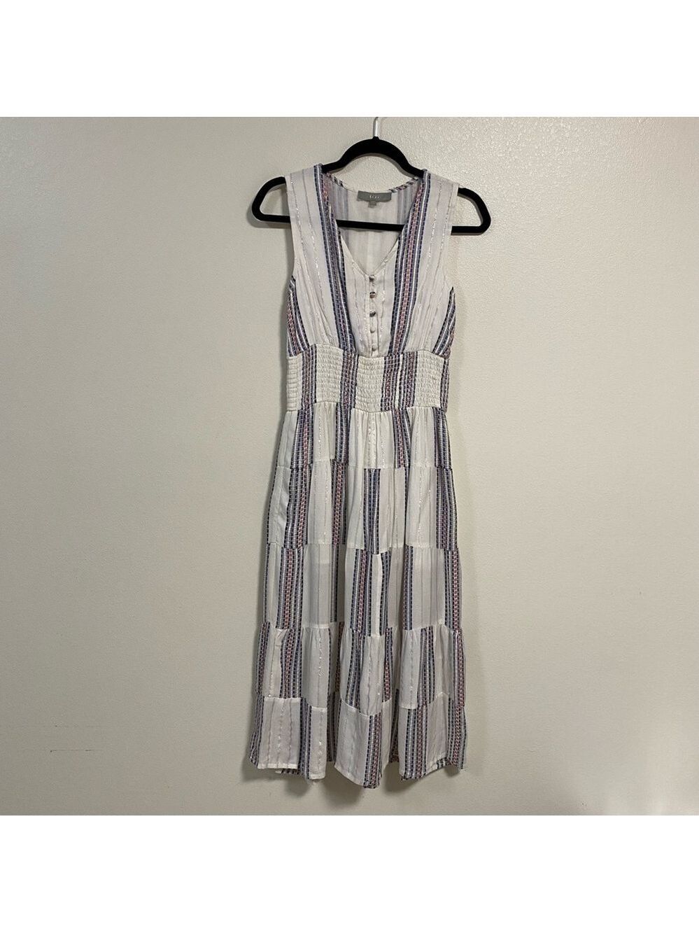 J Gee Dress Women’s Size Small Petite Plaid Stripe MIDI Dress